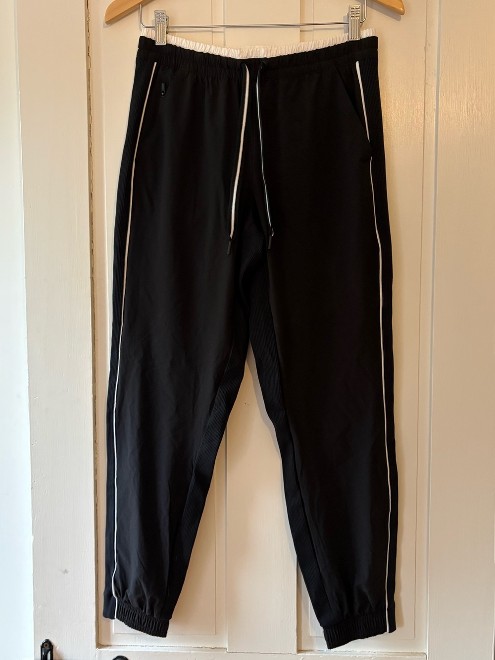 Athleta Black Brooklyn Joggers with White Detail